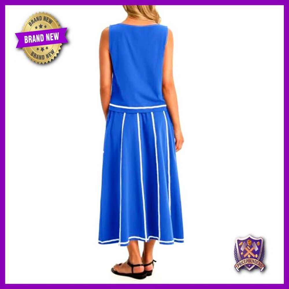 Cropped Sleeveless Tank Top and High Waisted Maxi Skirt Lounge Set Matching - Picture 4 of 7